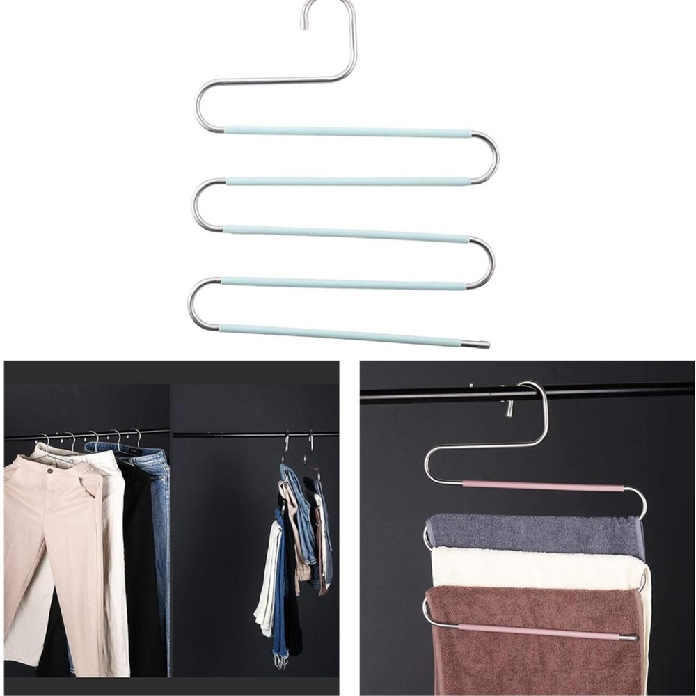 Coat Rack,Clothes Organizer，Stainless Steel Space Saving Trouser Hanger 5 Layer